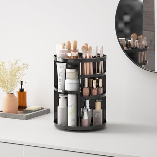 360-Diploma Spinning Make-up Organizer for Vainness – Adjustable Tray Skincare Carousel, Make-up Desk Storage Rack, Beauty Show for Dresser and Rest room