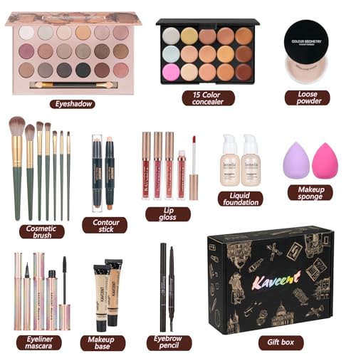 Full Make-up Package for Teenagers and Girls: Eyeshadow Palette, Basis, Concealer, Lip Gloss, and Extra