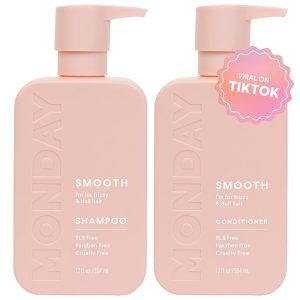 MONDAY HAIRCARE Clean Shampoo and Conditioner Duo (2-Pack), 12oz Every – Excellent for Frizzy, Coarse, and Curly Hair, Infused with Coconut Oil, Shea Butter, and Vitamin E, Totally…