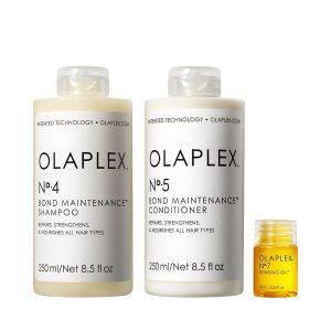 Olaplex Wash and Shine Hair Care Set: No. 4 Shampoo, No. 5 Conditioner, No. 7 Bonding Oil – Cleanse, Hydrate, and Management Frizz for As much as 72 Hours, Appropriate for All Hair Sorts